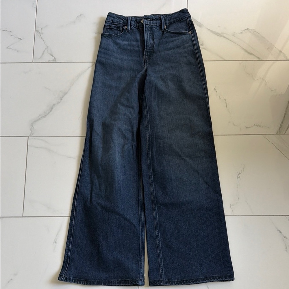 Good American Good Skate Wide Leg High-Rise Women's Jeans - Dark Blue Never Worn